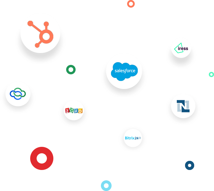 Overview of Analyticall's integrations with CRM and ERP platforms, including logos of HubSpot, Salesforce, and Advisor Logic for seamless workflow integration.